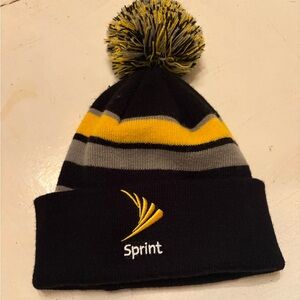 Black and Yellow Pom-Pom Beanie